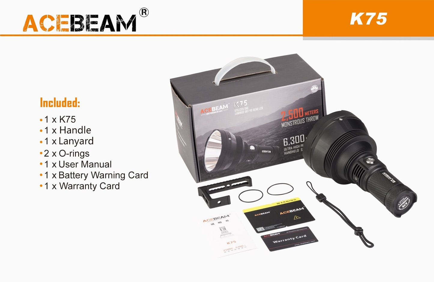 Acebeam Ultra Throw Handheld Led Searchlight - 6300 Lumens 2500 M Red #k75-Red