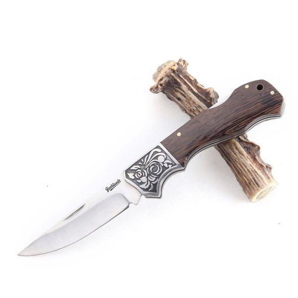 Bushlands Classic Stainless Steel Folding Knife - With Wenge Handle #fb0080