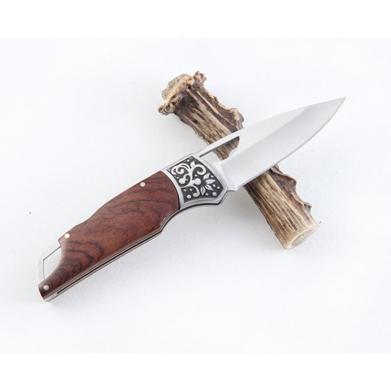 Bushlands Bushlands Lockable Hunting Folding Knife - With Rosewood Handle #0173 Sienna
