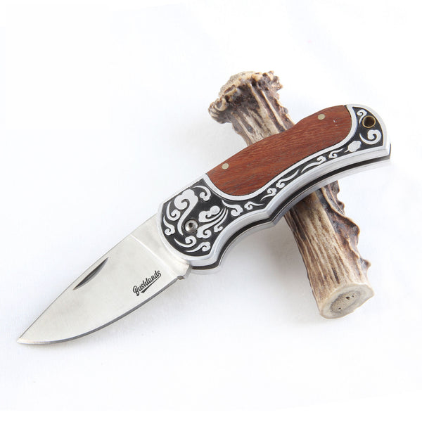 Bushlands Mini Set Lockable Folding Skinning Knife - With Rosewood Handle #0174