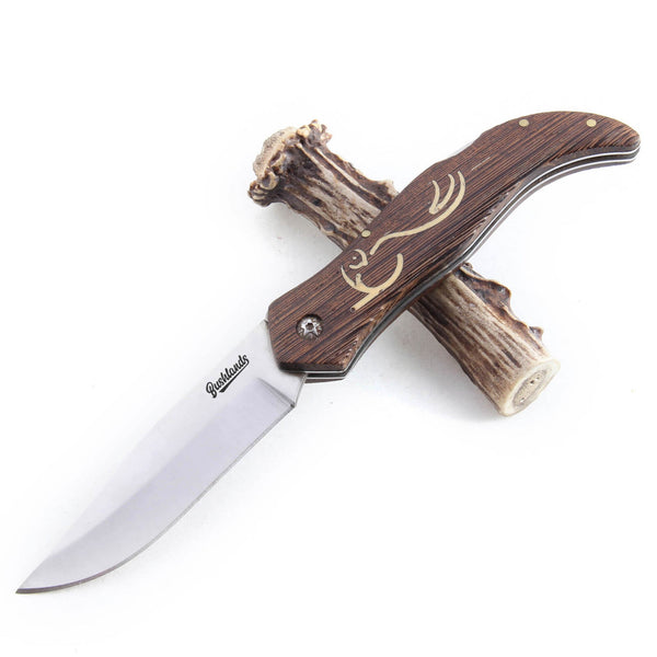 Bushlands Lockable Skinning Folding Knife - With Wenge Handle #619A