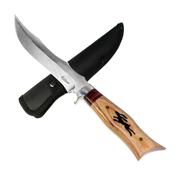 Bushlands 10.5 Inch Skinning Fix Blade Hunting Knife - With Wenge Wood Handle #930B