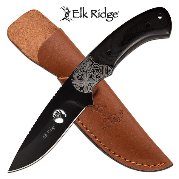 Elk Ridge Drop Point Fixed Blade Knife - Blue Pakkawood Handle #er-200-09Bl