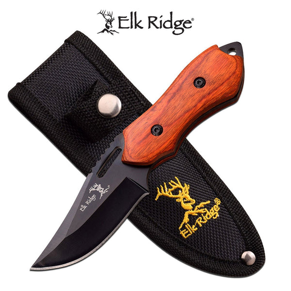 Elk Ridge Brown Pakkawood Hunting Fixed Blade Knife - 5.98 Inch Overall #k-Er-562Wd