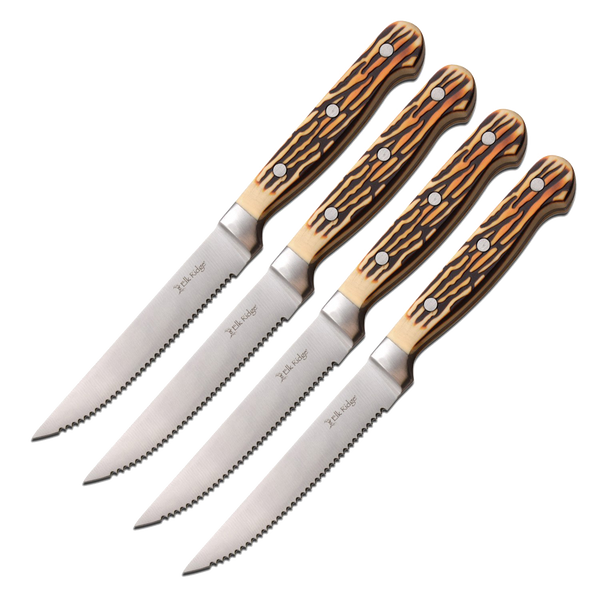 Elk Ridge Kitchenware Serrated Edge Steak Knife Set - 4Pc 9.25 Inches Overall #er-963