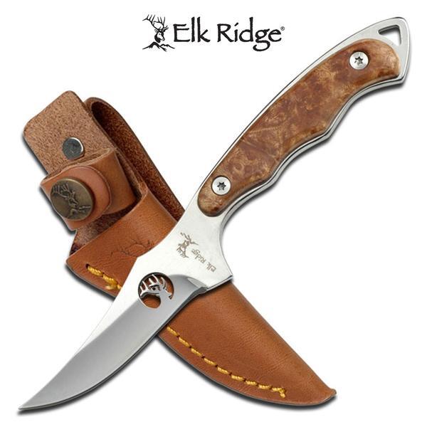 Elk Ridge Fine Edge Blade Knife W Burl Wood Handle - 7 Inch #er-059