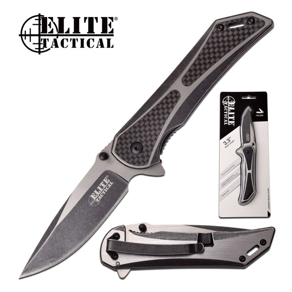 Elite 8 Inch Tactical Drop Point Manual Folding Knife - Black #et-1008