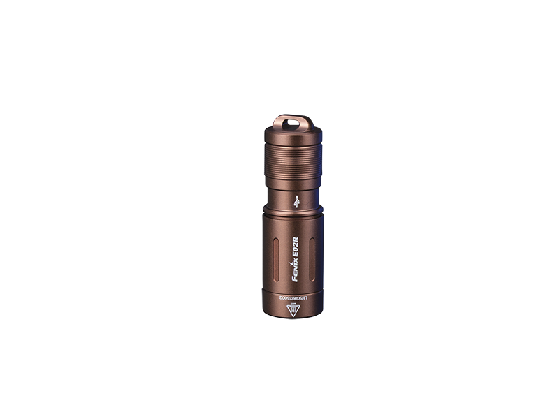 Fenix Fenix 200 Lumens Rechargeable Mini Keychain Light - Brown 49M Throw #e02R Brown Dark Olive Green