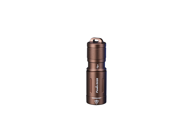 Fenix 200 Lumens Rechargeable Mini Keychain Light - Brown 49M Throw #e02R Brown