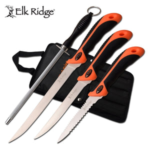 Elk Ridge Elk Ridge Fixed Blade Hi-Vis Fillet Knife Set Er-200-13Set Black