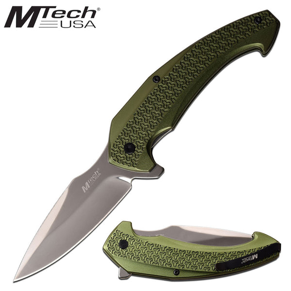 Mtech Ball Bearing Pivot Pocket Knife - Green Anodized Aluminum Handle #k-Mt-1063Gn
