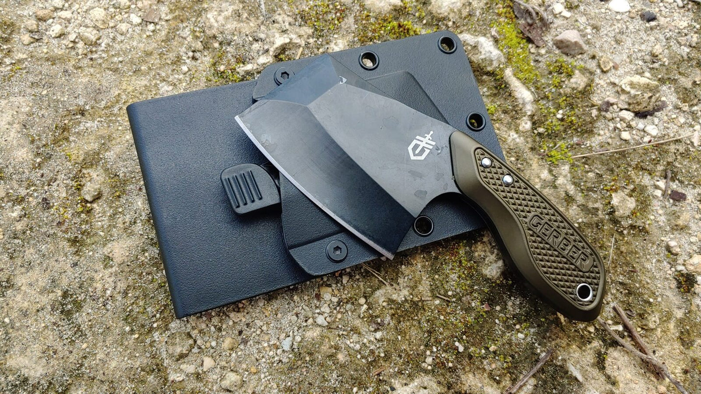 Gerber Gerber Tri-Tip Mini Cleaver Fixed Blade Knife - 2 Edges Full Tang Blade #31-003727 Dark Gray