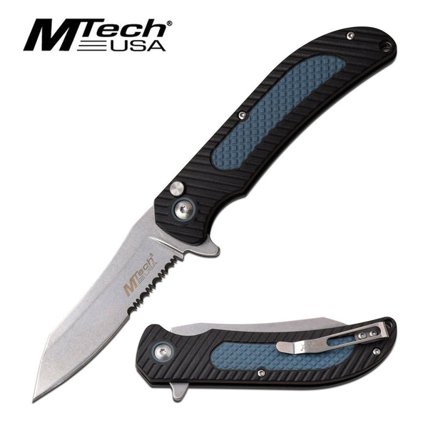 Mtech Manual 8 Inch Folding Knife - Tanto Fine/serrated Edge Blade #mt-1041Bl