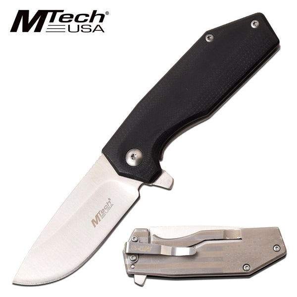 Mtech Drop Point Fine Edge Blade Folding Knife - 6 Inches Overall G10 Handle #mt-1160Sf