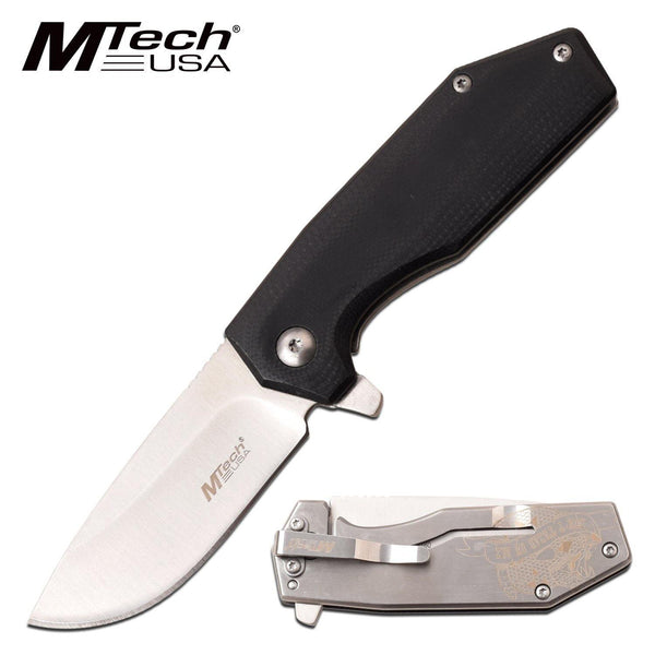 Mtech Drop Point Fine Edge Blade Folding Knife - 6 Inches Overall G10 Handle #mt-1160Ss