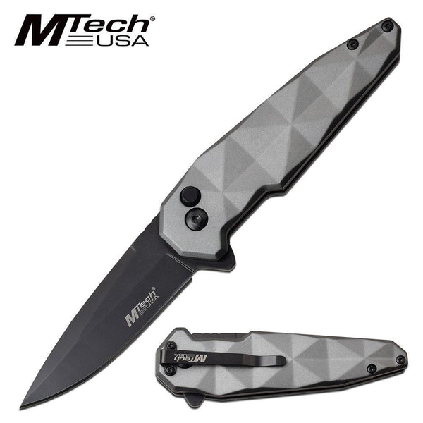 Mtech Drop Point Fine Edge Blade Manual Folding Knife - 7.25 Inches Overall #mt-1119Gy