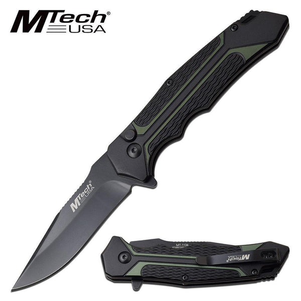 Mtech Bowie Fine Edge Blade Manual Folding Knife - 8.25 Inches Overall #mt-1134Gn