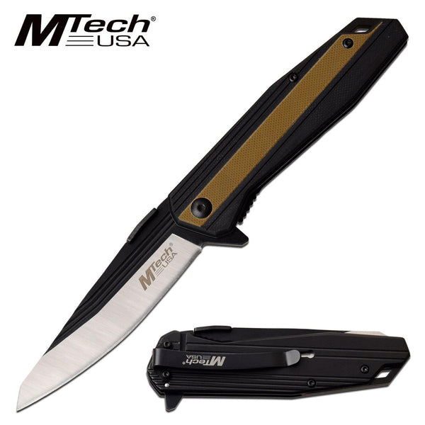 Mtech Drop Point Fine Edge Blade Folding Knife - 8 Inches Overall G10 Handle #mt-1081Tn