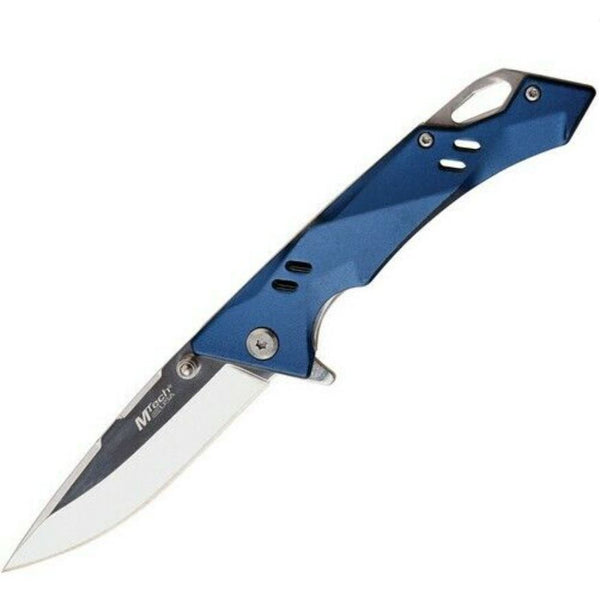 Mtech Manual Folding Pocket Knife - Blue Aluminum Handle W Framelock #mt-1142Bl