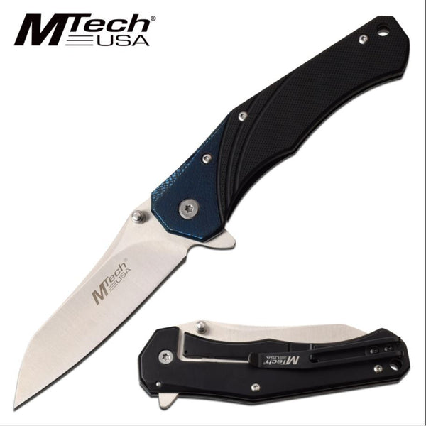 Mtech Drop Point Manual Folding Knife - Blue G10 Handle #mt-1103Bl
