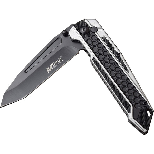 Mtech Tactical Tanto Fine Edge Blade Folding Knife - Gray Two Tone Anodized Aluminum Handle #mt-1135Gy
