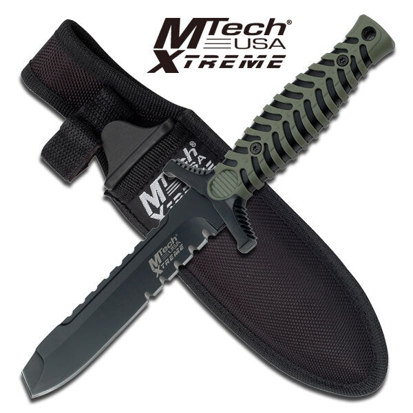 Mtech Mtech Usa Xtreme Tactical Fixed Blade Knife - Half Serration Blunt Point Blade #mx-8089Bgt Dark Slate Gray