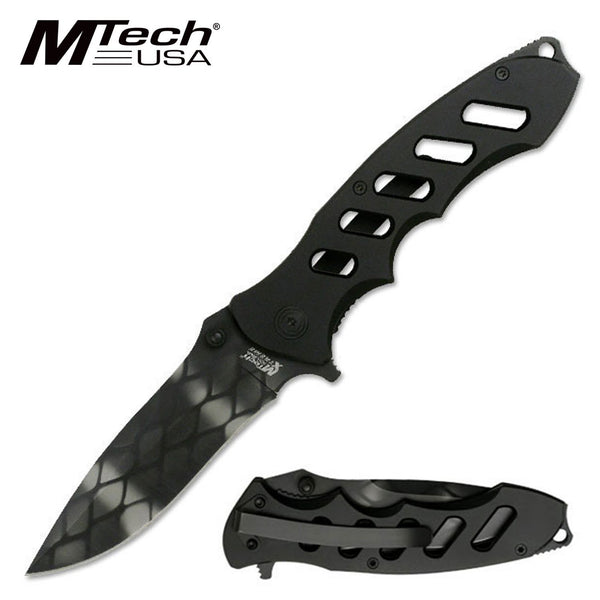 Mtech Linerlock Web-Etched Drop Point Folding Knife - 8.75 Inches Overall #mx-8027A