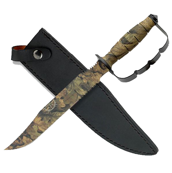 Mtech Serration Fixed Blade Knife Bowie - Camo 15.2 Inch Overall #mt-20-36Ca
