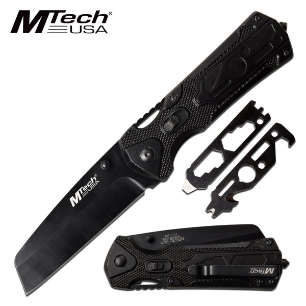 Mtech 8 Inch Sheepsfoot Fine Edge Folding Knife - Black #mt-1104Bk