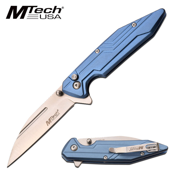 Mtech 7 Inch Hunting Manual Folding Blade Knife W Pocket Clip - Blue #mt-1177Bl