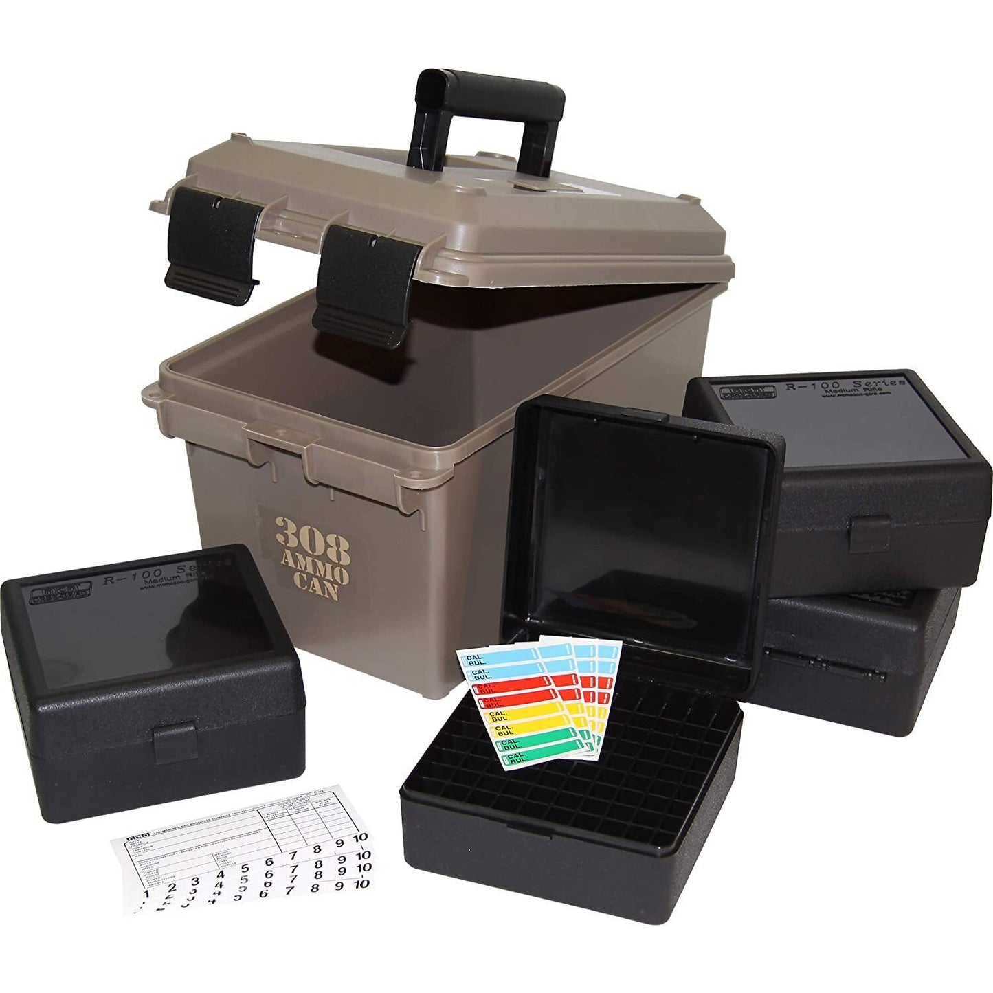 Mtm Case-Gard Mtm Ammo Can Combo - 400 Rounds 308 Cal With 4 Rm-100 Boxes #acc308 Dim Gray