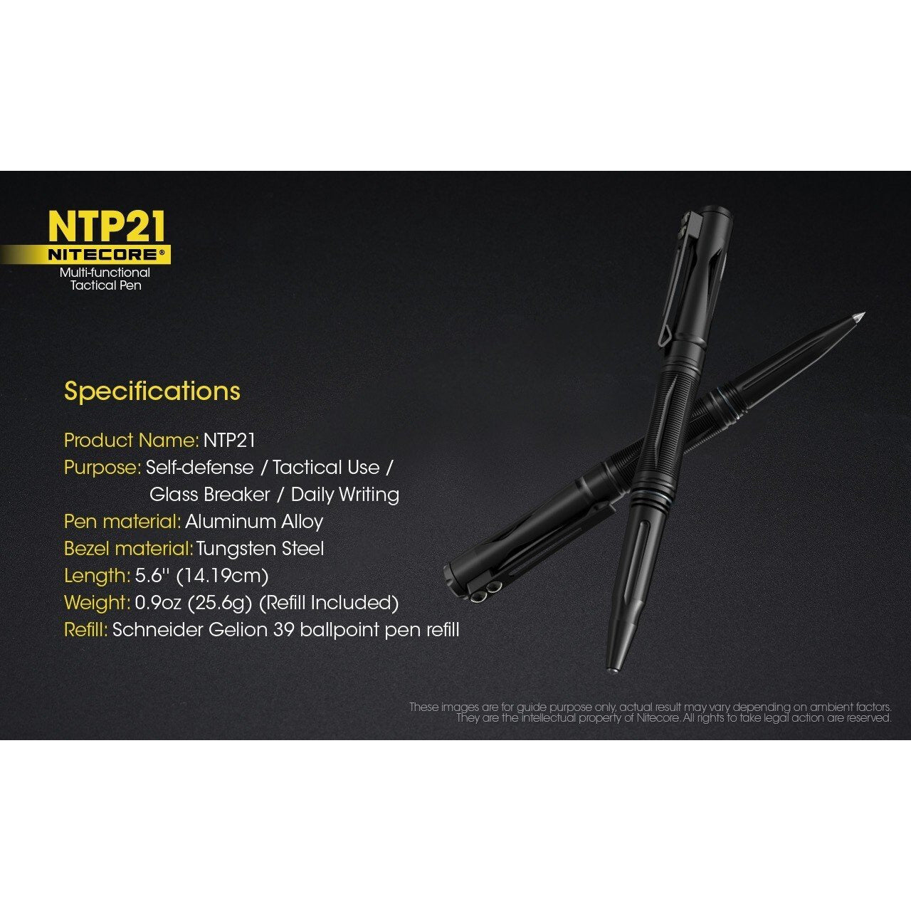 Nitecore Nitecore Multi-Functional Premium Tactical Self-Defense Pen - Aluminium W Tungsten Steel Tip Glass Breaker #ntp21 Dark Slate Gray