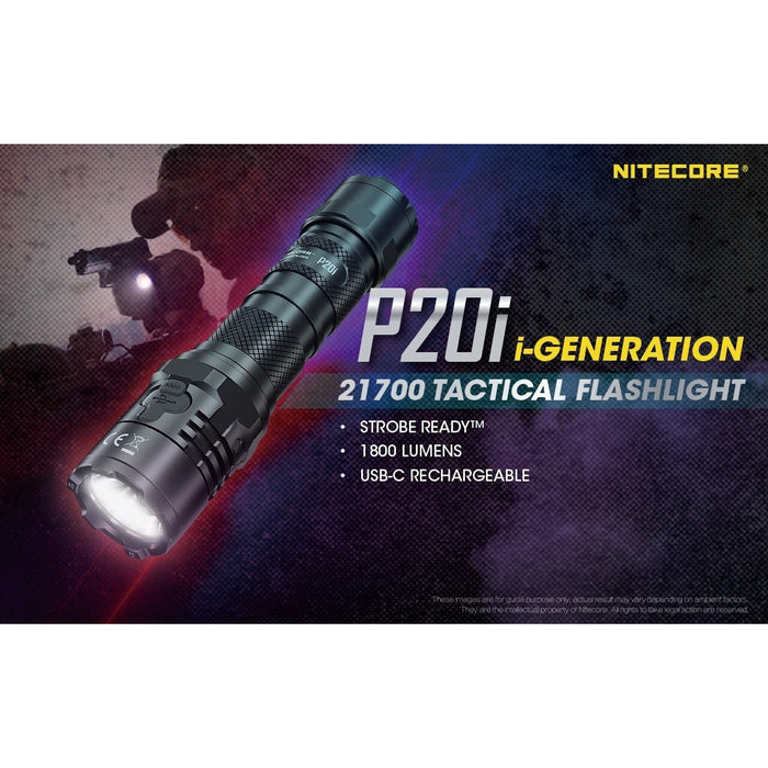 Nitecore Nitecore Compact Rechargeable Tactical Flashlight Torch - 1800 Lumen Strobe Ready W Battery #p20I Dark Slate Gray