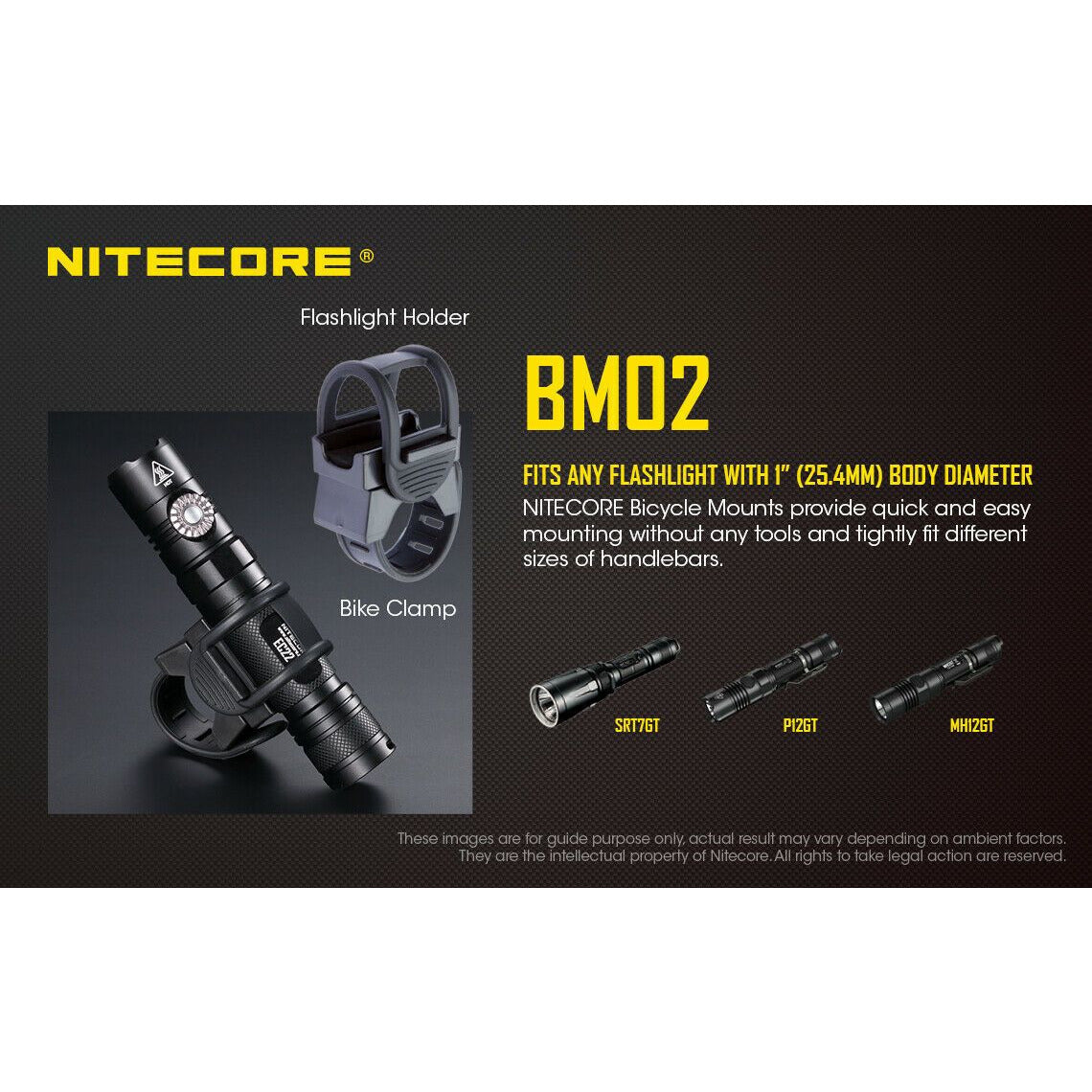 Nitecore Nitecore Bike Flashlight Quick Release Mount - For 1 Inch Torch Tube #bm02 Dim Gray