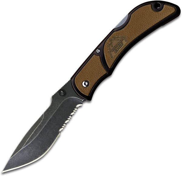 Outdoor Edge Chasm Lockback Folding Knife - Medium Brown 3.3 Inch Blade #chc-33S
