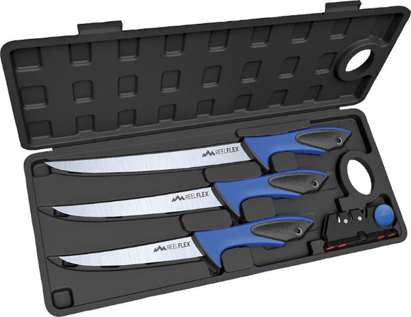 Outdoor Edge Reelflex Pak Fixed Fillet Blade Blue Knife Set - 5Pc W Sharpener #oerfp6