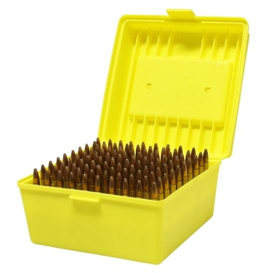 Max-Comp Ammo Box Med And Lge Rifle 100Rnd Yellow Fits .22-250, .308, .30-06 Etc #ptab007