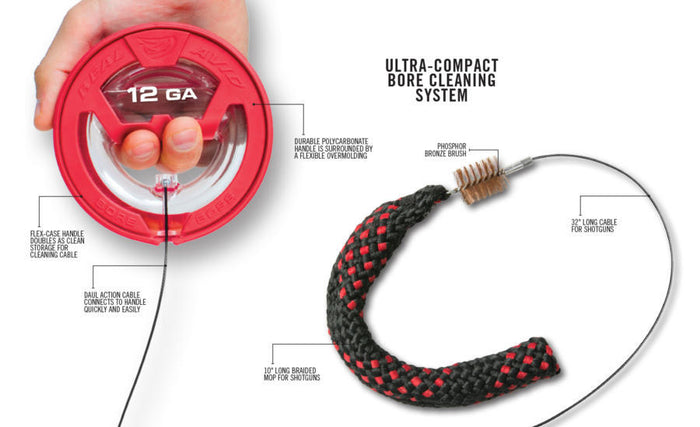 Real Avid Real Avid Bore Boss- Clean Storing Gun Snake With Handle 12 Gauge Tomato