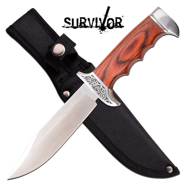 Survivor 10.25 Inch Fixed Blade Knife - W Nylon Sheath #hk-783