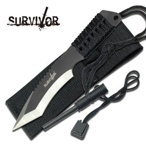 Survivor Survivor 7 Inch Survival Hunting Tanto Fixed Blade Knife - Black #hk-759 Dark Slate Gray