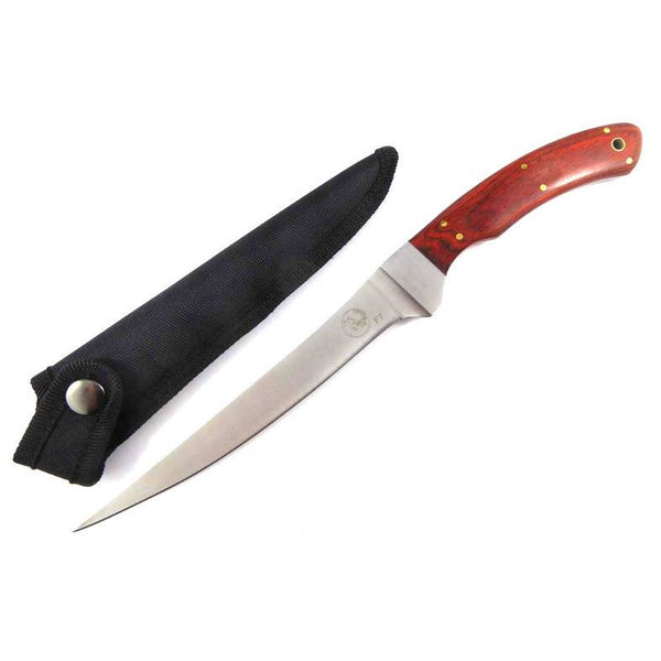 Tassie Tiger 7 Inch Fillet Knife Wooden Handle - Sheath #ttkf7