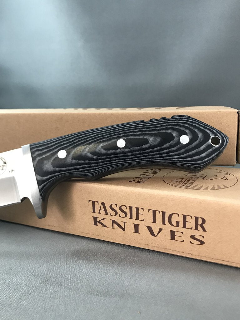 Tassie Tiger Knives Tassie Tiger 6 Inch Fixed Blade Hunting Tactical Knife - Leather Sheath #ttkh6 Dark Slate Gray