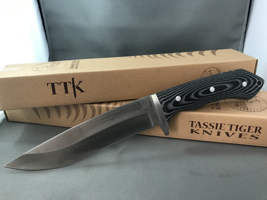 Tassie Tiger Knives Tassie Tiger 6 Inch Fixed Blade Hunting Tactical Knife - Leather Sheath #ttkh6 Dim Gray