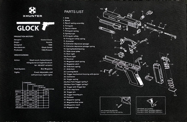 Epicshot Pistol Gun Cleaning Bench Mat - Small 16.5 Inch Length Soft Rubber Material #Glock