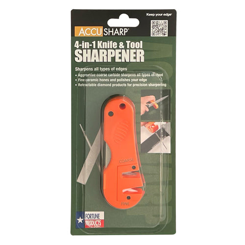 Accusharp 4-in-1 Knife And Tool Sharpener - Blaze Orange #A028c