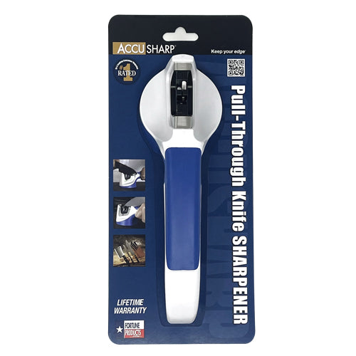 Accusharp Pull-through Knife Sharpener Ergonomically Designed Handle - White/blue #A036c