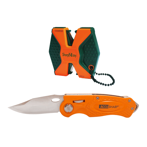Accusharp  Sport Knife And Sharpneasy 2-step Knife Sharpener - Blaze Orange 2-step Combo Pack #A045c