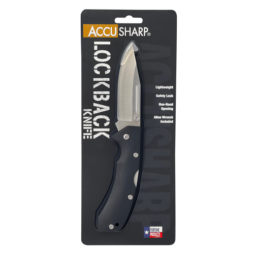 Accusharp Lightweight Folding Lockback Pocket Knife - Black #A711c