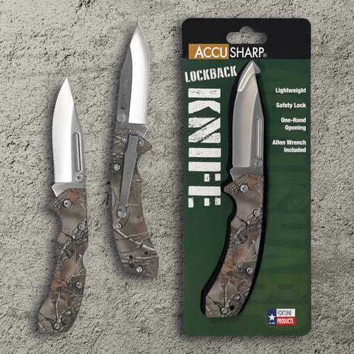 Accusharp Lightweight Folding Pocket Lockback  Knife - Camo #A713c