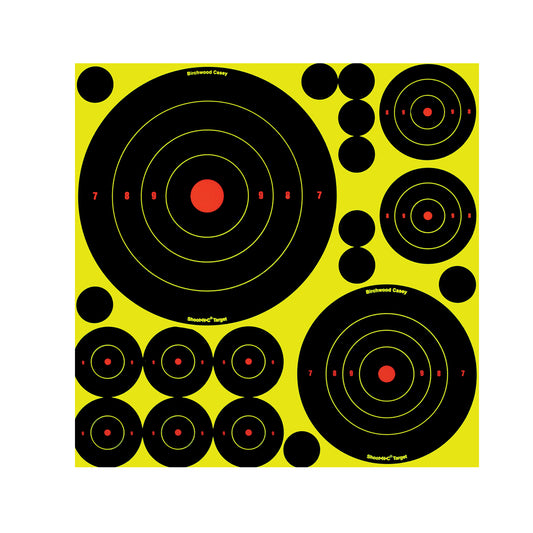 Birchwood Casey Shoot-N-C Bulls Eye Shooting Reactive Target - Variety Pack 50 Targets #34018